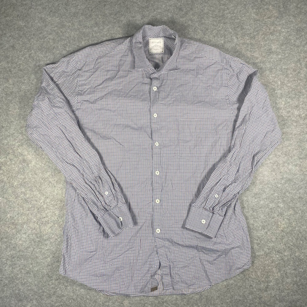 Billy Reid Standard Cut Gingham‎ Check Long Sleeve Button Down Shirt Men Size L